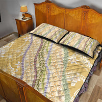 Yellow Palaka Hawaii Leis Quilt Bed Set Hawaiian-plaid Elegant Tropical Vibes - Polynesian Pride