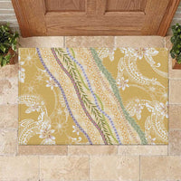 Yellow Palaka Hawaii Leis Rubber Doormat Hawaiian-plaid Elegant Tropical Vibes LT14 Yellow - Polynesian Pride