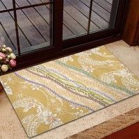 Yellow Palaka Hawaii Leis Rubber Doormat Hawaiian-plaid Elegant Tropical Vibes LT14 - Polynesian Pride