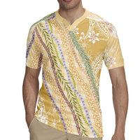 Yellow Palaka Hawaii Leis Rugby Jersey Hawaiian-plaid Elegant Tropical Vibes LT14 - Polynesian Pride