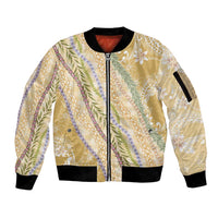 Yellow Palaka Hawaii Leis Sleeve Zip Bomber Jacket Hawaiian-plaid Elegant Tropical Vibes LT14 Unisex Yellow - Polynesian Pride