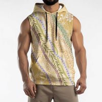 Yellow Palaka Hawaii Leis Sleeveless Hoodie Hawaiian-plaid Elegant Tropical Vibes LT14 - Polynesian Pride