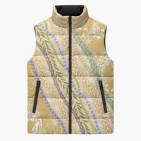 Yellow Palaka Hawaii Leis Sleeveless Puffer Jacket Hawaiian-plaid Elegant Tropical Vibes LT14 Unisex Yellow - Polynesian Pride