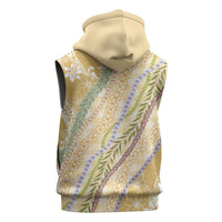 Yellow Palaka Hawaii Leis Sleeveless Zip Hoodie - Hawaiian Plaid Elegant Tropical Vibes LT14 - Polynesian Pride