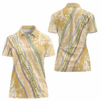 Yellow Palaka Hawaii Leis Women Polo Shirt Hawaiian-plaid Elegant Tropical Vibes LT14 - Polynesian Pride