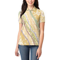 Yellow Palaka Hawaii Leis Women Polo Shirt Hawaiian-plaid Elegant Tropical Vibes LT14 - Polynesian Pride