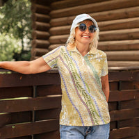 Yellow Palaka Hawaii Leis Women Polo Shirt Hawaiian-plaid Elegant Tropical Vibes LT14 - Polynesian Pride