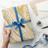 Yellow Palaka Hawaii Leis Wrapping Paper Hawaiian-plaid Elegant Tropical Vibes LT14 - Polynesian Pride