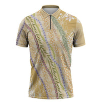 Yellow Palaka Hawaii Leis Zipper Polo Shirt Hawaiian-plaid Elegant Tropical Vibes LT14 Yellow - Polynesian Pride
