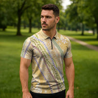 Yellow Palaka Hawaii Leis Zipper Polo Shirt Hawaiian-plaid Elegant Tropical Vibes LT14 - Polynesian Pride