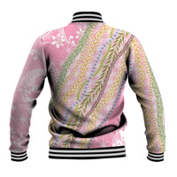 Pink Palaka Hawaii Leis Baseball Jacket Hawaiian-plaid Elegant Tropical Vibes LT14 - Polynesian Pride
