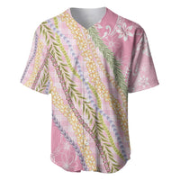 Pink Palaka Hawaii Leis Baseball Jersey Hawaiian-plaid Elegant Tropical Vibes LT14 Pink - Polynesian Pride