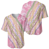 Pink Palaka Hawaii Leis Baseball Jersey Hawaiian-plaid Elegant Tropical Vibes LT14 - Polynesian Pride