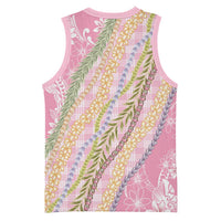 Pink Palaka Hawaii Leis Basketball Jersey Hawaiian-plaid Elegant Tropical Vibes LT14 - Polynesian Pride