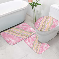 Pink Palaka Hawaii Leis Bathroom Set Hawaiian-plaid Elegant Tropical Vibes - Polynesian Pride