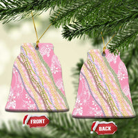 Pink Palaka Hawaii Leis Ceramic Ornament Hawaiian-plaid Elegant Tropical Vibes LT14 Bell Flake Pink - Polynesian Pride