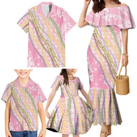 Pink Palaka Hawaii Leis Family Matching Mermaid Dress and Hawaiian Shirt Hawaiian-plaid Elegant Tropical Vibes - Polynesian Pride