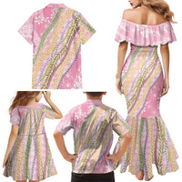 Pink Palaka Hawaii Leis Family Matching Mermaid Dress and Hawaiian Shirt Hawaiian-plaid Elegant Tropical Vibes - Polynesian Pride