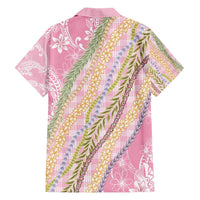 Pink Palaka Hawaii Leis Family Matching Off Shoulder Maxi Dress and Hawaiian Shirt Hawaiian-plaid Elegant Tropical Vibes - Polynesian Pride
