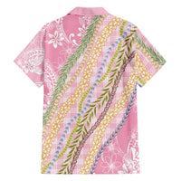 Pink Palaka Hawaii Leis Family Matching Off Shoulder Maxi Dress and Hawaiian Shirt Hawaiian-plaid Elegant Tropical Vibes - Polynesian Pride