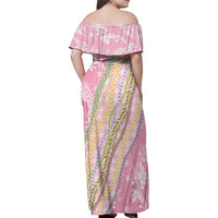 Pink Palaka Hawaii Leis Family Matching Off Shoulder Maxi Dress and Hawaiian Shirt Hawaiian-plaid Elegant Tropical Vibes - Polynesian Pride