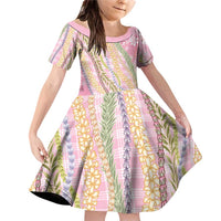 Pink Palaka Hawaii Leis Family Matching Off Shoulder Short Dress and Hawaiian Shirt Hawaiian-plaid Elegant Tropical Vibes - Polynesian Pride