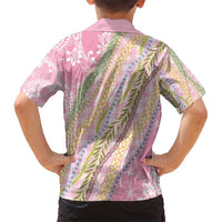 Pink Palaka Hawaii Leis Family Matching Short Sleeve Bodycon Dress and Hawaiian Shirt Hawaiian-plaid Elegant Tropical Vibes - Polynesian Pride