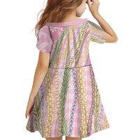 Pink Palaka Hawaii Leis Family Matching Short Sleeve Bodycon Dress and Hawaiian Shirt Hawaiian-plaid Elegant Tropical Vibes - Polynesian Pride