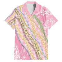 Pink Palaka Hawaii Leis Family Matching Short Sleeve Bodycon Dress and Hawaiian Shirt Hawaiian-plaid Elegant Tropical Vibes - Polynesian Pride