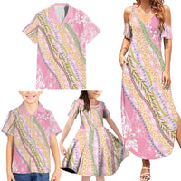 Pink Palaka Hawaii Leis Family Matching Summer Maxi Dress and Hawaiian Shirt Hawaiian-plaid Elegant Tropical Vibes - Polynesian Pride