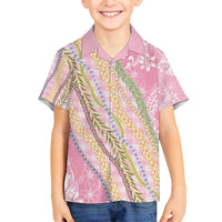 Pink Palaka Hawaii Leis Family Matching Summer Maxi Dress and Hawaiian Shirt Hawaiian-plaid Elegant Tropical Vibes - Polynesian Pride