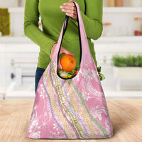 Pink Palaka Hawaii Leis Grocery Bag Hawaiian-plaid Elegant Tropical Vibes LT14 - Polynesian Pride