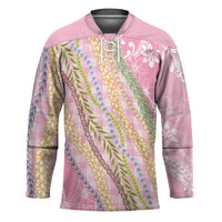 Pink Palaka Hawaii Leis Hockey Jersey Hawaiian-plaid Elegant Tropical Vibes LT14 Unisex Pink - Polynesian Pride
