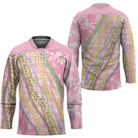 Pink Palaka Hawaii Leis Hockey Jersey Hawaiian-plaid Elegant Tropical Vibes LT14 - Polynesian Pride