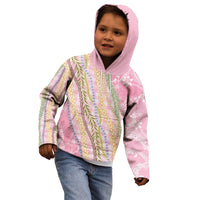 Pink Palaka Hawaii Leis Kid Hoodie Hawaiian-plaid Elegant Tropical Vibes - Polynesian Pride