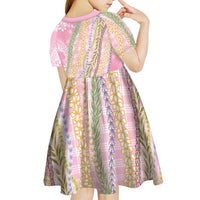 Pink Palaka Hawaii Leis Kid Short Sleeve Dress Hawaiian-plaid Elegant Tropical Vibes LT14 - Polynesian Pride