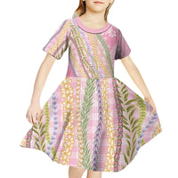 Pink Palaka Hawaii Leis Kid Short Sleeve Dress Hawaiian-plaid Elegant Tropical Vibes LT14 - Polynesian Pride