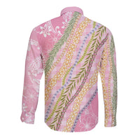 Pink Palaka Hawaii Leis Long Sleeve Button Shirt Hawaiian-plaid Elegant Tropical Vibes LT14 - Polynesian Pride
