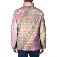 Pink Palaka Hawaii Leis Padded Jacket Hawaiian-plaid Elegant Tropical Vibes LT14 - Polynesian Pride
