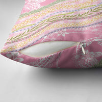 Pink Palaka Hawaii Leis Pillow Cover Hawaiian-plaid Elegant Tropical Vibes - Polynesian Pride