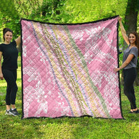 Pink Palaka Hawaii Leis Quilt Hawaiian-plaid Elegant Tropical Vibes - Polynesian Pride