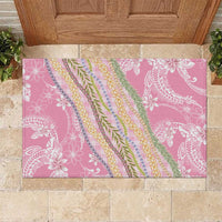 Pink Palaka Hawaii Leis Rubber Doormat Hawaiian-plaid Elegant Tropical Vibes LT14 Pink - Polynesian Pride