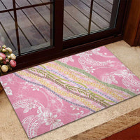Pink Palaka Hawaii Leis Rubber Doormat Hawaiian-plaid Elegant Tropical Vibes LT14 - Polynesian Pride