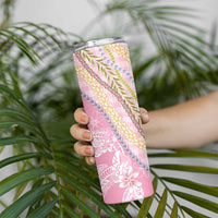 Pink Palaka Hawaii Leis Skinny Tumbler Hawaiian-plaid Elegant Tropical Vibes - Polynesian Pride