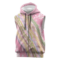 Pink Palaka Hawaii Leis Sleeveless Zip Hoodie Hawaiian-plaid Elegant Tropical Vibes LT14 Pink - Polynesian Pride