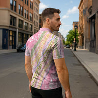 Pink Palaka Hawaii Leis Zipper Polo Shirt Hawaiian-plaid Elegant Tropical Vibes LT14 - Polynesian Pride