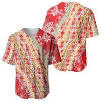 Red Palaka Hawaii Leis Baseball Jersey Hawaiian-plaid Elegant Tropical Vibes LT14 - Polynesian Pride