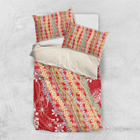 Red Palaka Hawaii Leis Bedding Set Hawaiian-plaid Elegant Tropical Vibes - Polynesian Pride