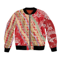 Red Palaka Hawaii Leis Bomber Jacket Hawaiian-plaid Elegant Tropical Vibes LT14 Unisex Red - Polynesian Pride