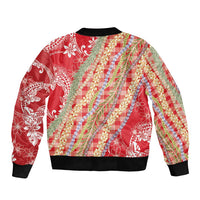 Red Palaka Hawaii Leis Bomber Jacket Hawaiian-plaid Elegant Tropical Vibes LT14 - Polynesian Pride